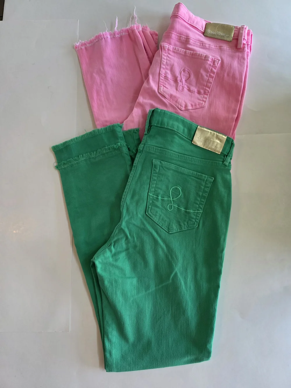 Lilly Pulitzer Worth Straight Leg Jeans Size 8 Pink & Green Frayed Hem Bundle(2) - Picture 15 of 15